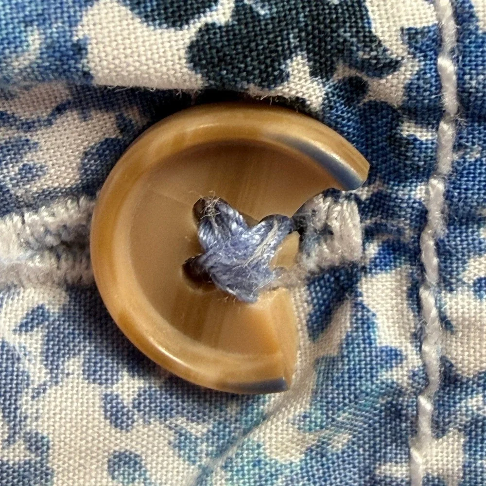 Robert Graham Button Up Shirt Mens Floral Print Blue White Long Sleeve Size XL